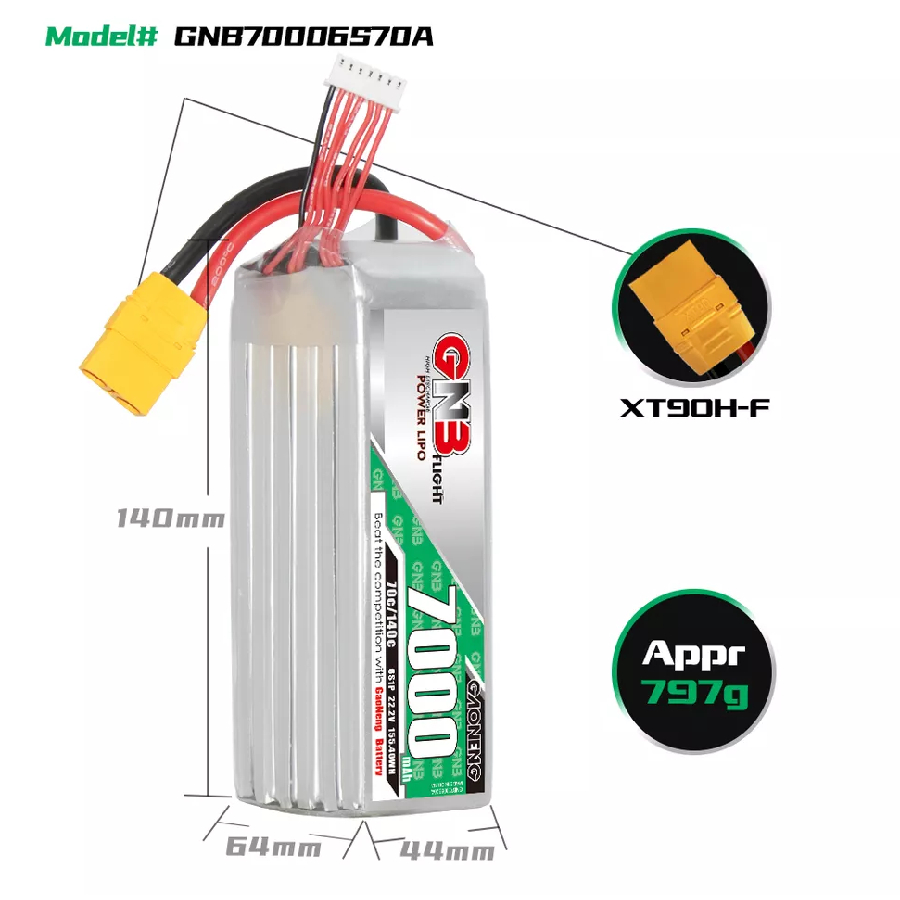 GNB 7000mah 6S 70C LiPo Battery (XT90)